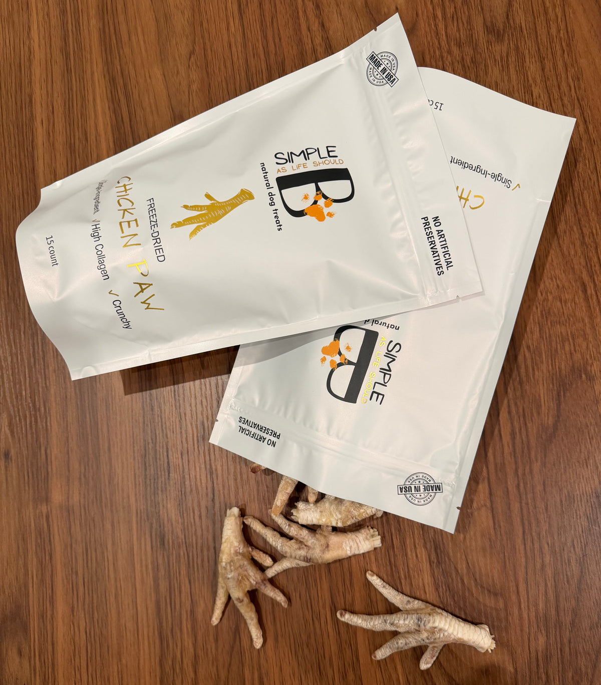 Freeze-Dried Chicken Paws for Dogs - 15 Count