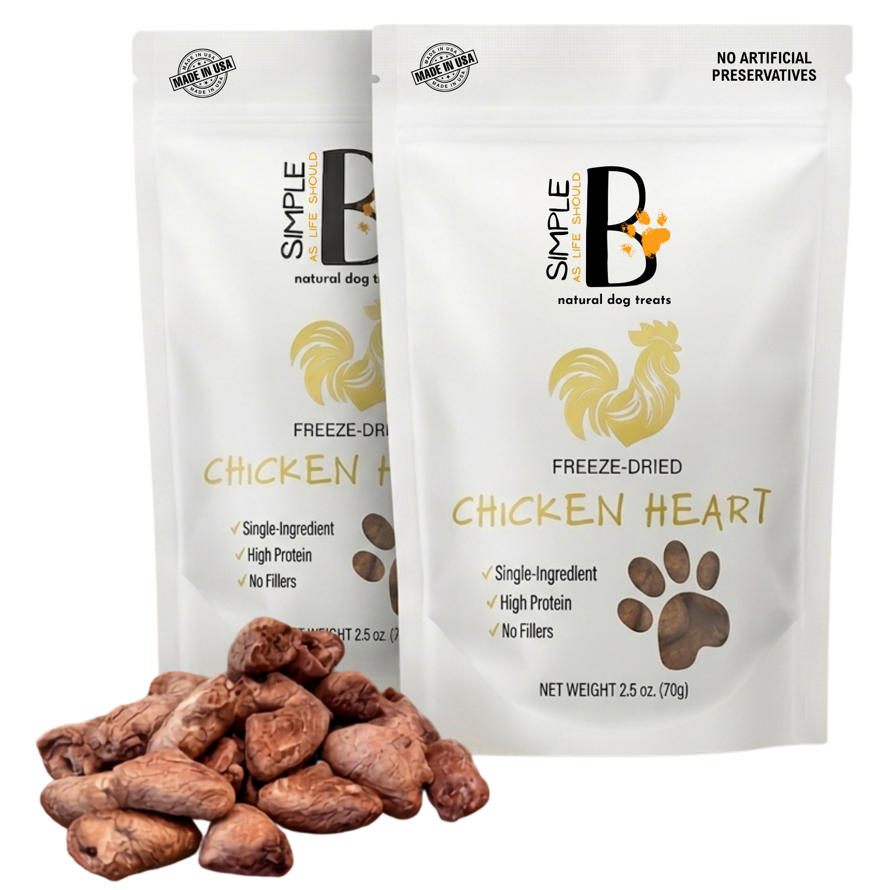 Simple B Freeze-Dried Chicken Hearts  2.5 oz